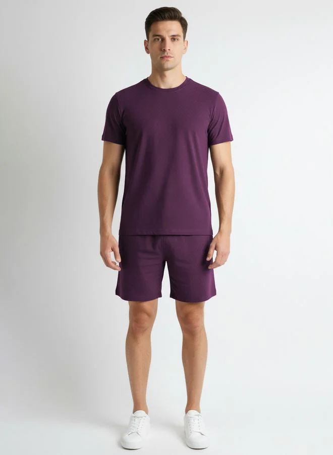 Clans&Hans Men Plain Crew Neck T-Shirt and Shorts Co-ords